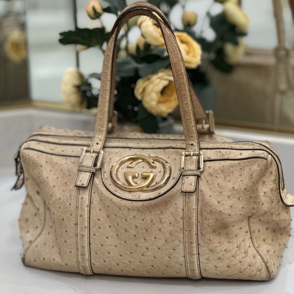 Gucci vintage ostrich Boston Bag - Picture 1 of 16